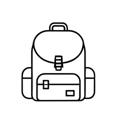 Fototapeta premium A simple line drawing of a backpack with a flap, buckle, handle, and front pocket.