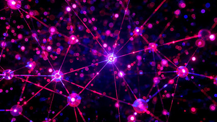 Fototapeta premium Vibrant neon network nodes in futuristic design