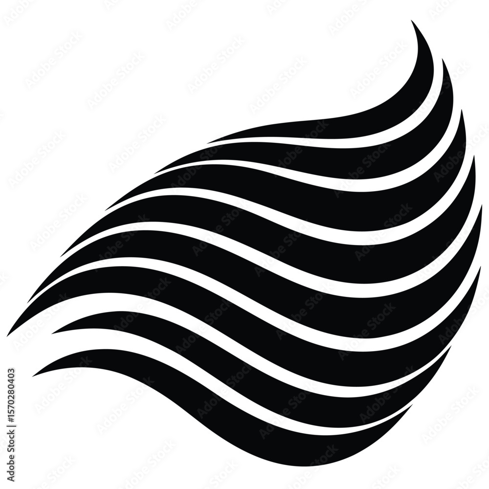 Poster abstract flowing stacked curved lines creating a dynamic wave pattern