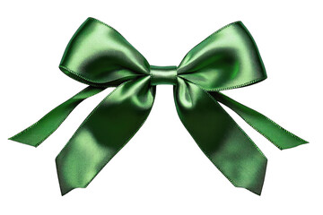 A Green Satin Ribbon Bow Tied With A Classic Knot Isolated On A Transparent Background The Bow Is A Symbol Of Celebration And Is Perfect For Adding A Touch Of Elegance To Any Gift Or Occasion