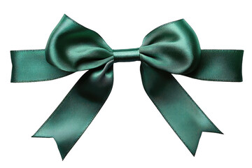 A Green Satin Ribbon Tied Into A Bow Isolated On A Transparent Background