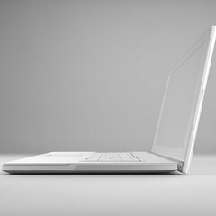 Side view of a white laptop computer.
