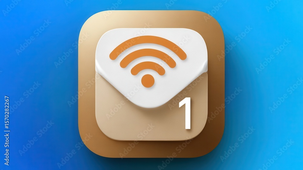 Poster wireless connection icon displayed on a light brown app button.