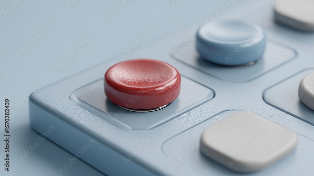 Poster close-up of a group of colorful buttons on a light gray surface.