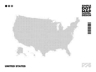 Minimalist and simple monochrome dot map of United State