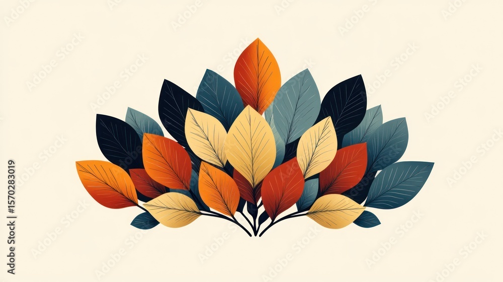 Poster autumn leaves abstract design, decorative element, possible use in print design or web banner