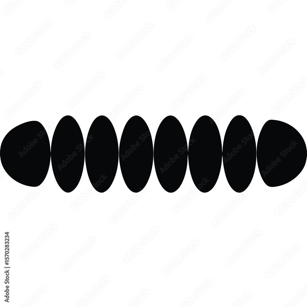 Poster abstract pattern of thin black ellipses repeated in a row on a white background
