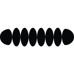 Abstract pattern of thin black ellipses repeated in a row on a white background