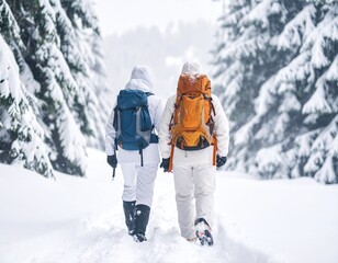 Hikers in snowy mountains (1)