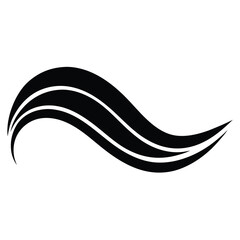 Abstract horizontal black wave line shape on a clean white background