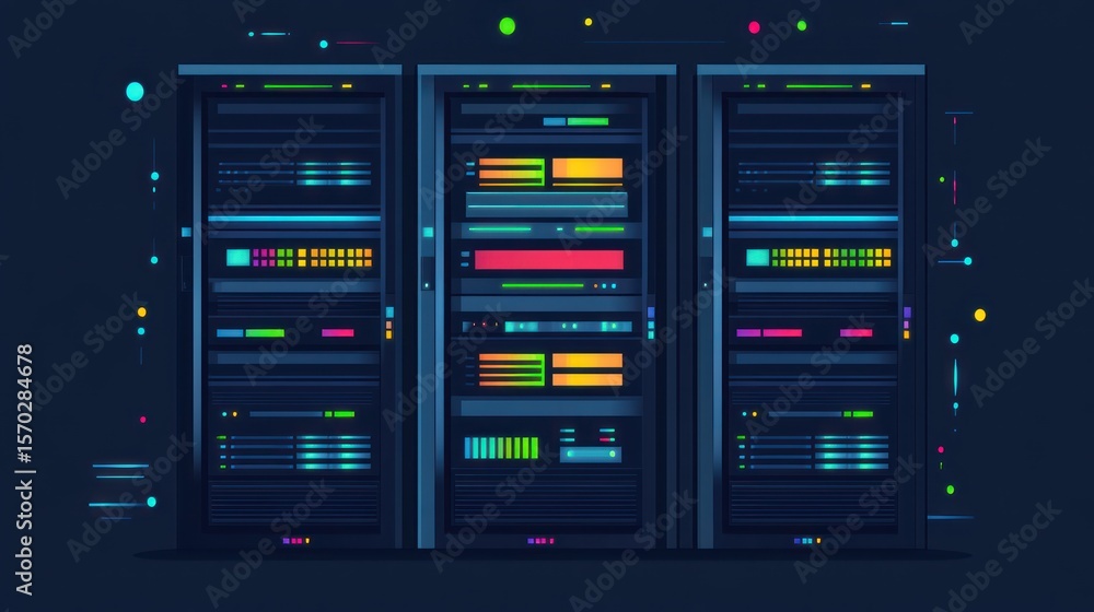 Poster server racks in a data center
