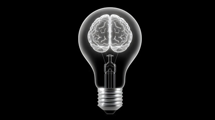A unique fusion of a light bulb and a human brain, symbolizing creativity and innovative thinking in technology.