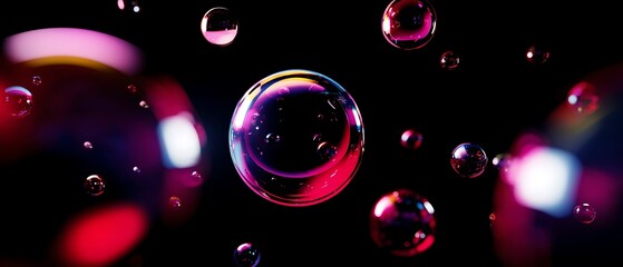 Colorful bubbles against a black background.