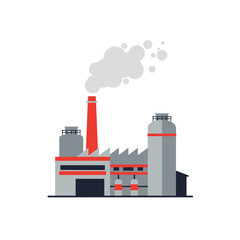 Obraz premium Factory Vector Illustration, Industrial Buildings with Smoke Stack