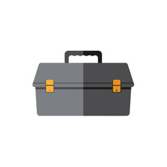 Toolbox with orange latches isolated on a white background