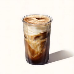 Iced coffee drink in a glass tumbler.