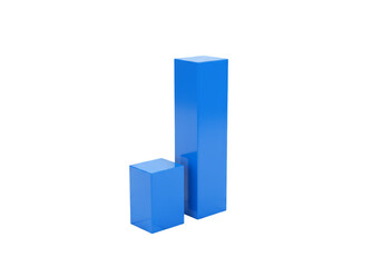 3d Blue Bar Chart Isolated on Transparent Background Render