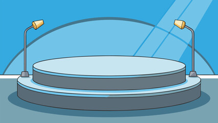 Curved Concrete Platform Podium Spotlight Effect.