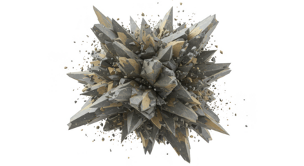 3D Abstract Geometric Crystal Shape Low Poly Transparent Background