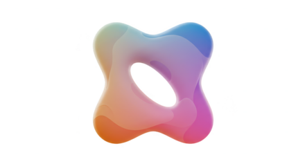 3d Abstract Fluid Blob Vibrant Shape on Transparent Background