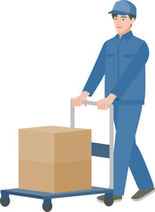 荷物を運ぶ配達業者の男性のイラスト