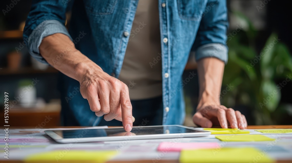 Poster close-up of a person using a tablet computer.
