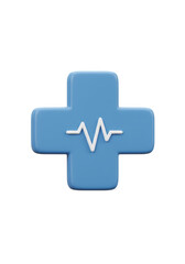 3D Blue Medical Cross Health Symbol Aid with Transparent Background