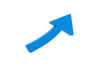 3D Blue Upward Arrow on Transparent Background Navigation Guide