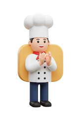 3d Cartoon Chef Character Aplauding Food Service Culinary Artwork