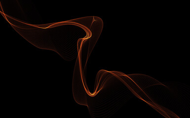 Dark abstract background with a glowing abstract waves