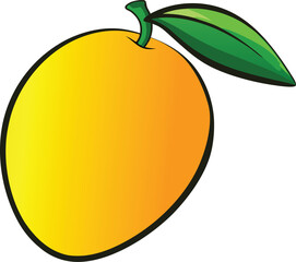 Fresh Ripe Mango with Realistic Shadow.