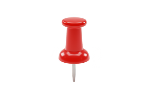 3D Illustration of a Red Pin Pushpin Office Stationary on Transparent