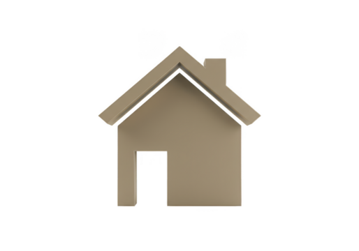 3D Illustration of a Small House with Transparent Background