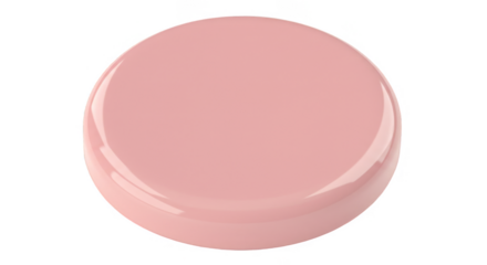3D Pink Glossy Button Circle Shape Isolated Design Element PNG