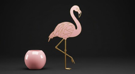Fototapeta premium pink flamingo in water