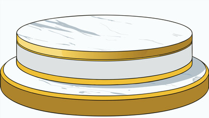 Marble Round Podium with Golden Rim.