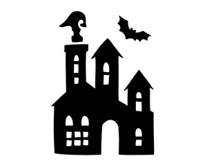 Halloween icons, haunted house icons, silhouette style isolated on white background
