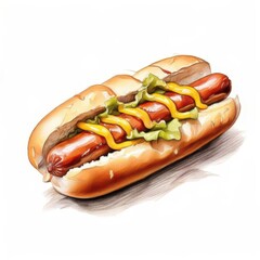 an AI Image Generator, Illustration of a Tasty Hot Dog with Mustard,