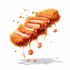 an AI Image Generator, Crispy Fried Chicken Slice with Sauce