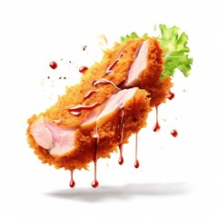 an AI Image Generator, Crispy Fried Chicken Slice with Sauce