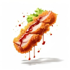 an AI Image Generator, Crispy Fried Chicken Slice with Sauce