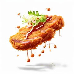 an AI Image Generator, Crispy Fried Chicken Slice with Sauce
