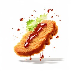 an AI Image Generator, Crispy Fried Chicken Slice with Sauce