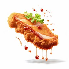 an AI Image Generator, Crispy Fried Chicken Slice with Sauce