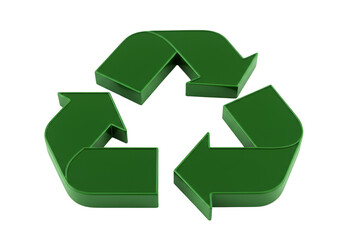 3D Rendering Green Recycle Symbol Arrow Cycle Eco on Transparent Background