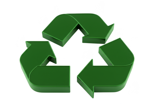 3D Rendering Green Recycle Symbol Arrow Cycle Eco on Transparent Background