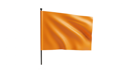 3D Render Orange Flag Waving Banner Template Isolated Background