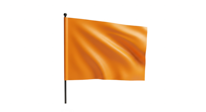 3D Render Orange Flag Waving Banner Template Isolated Background