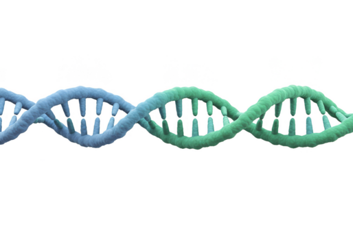 3D Rendering of Blue Green DNA Molecule Helix Isolated Background