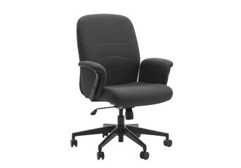 3D Rendering of Stylish Black Office Chair Transparent Background